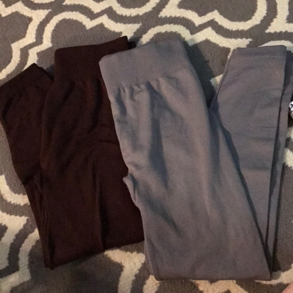Light gray and brown leggings bundle